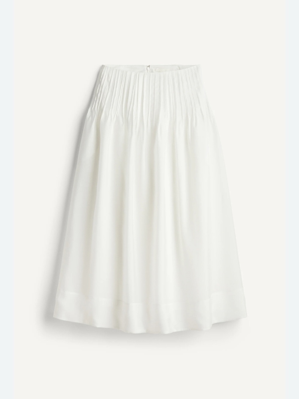 H&M White Midi Skirt with Subtle Pleats